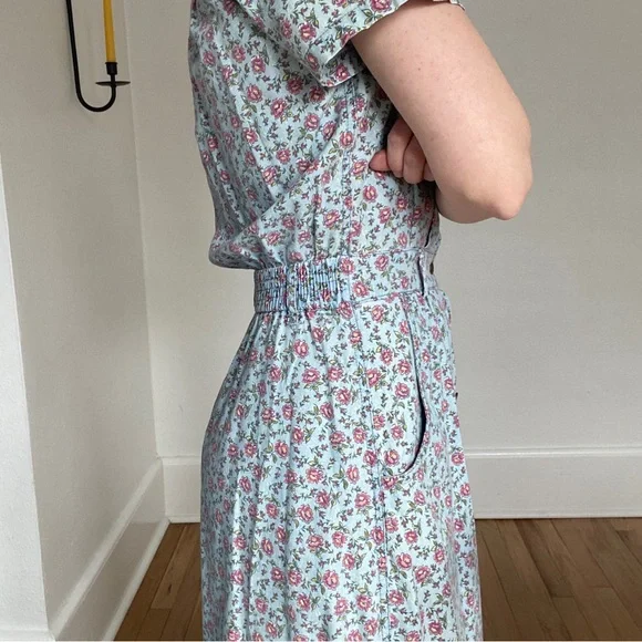 Vintage Liz Wear Floral Button Up Cottagecore Whimsical Midi Dress Size 4 Petite - Picture 3 of 11